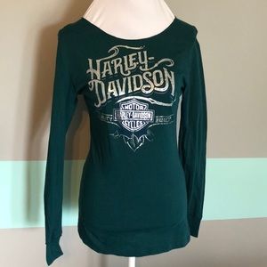 dark green Harley Davidson long sleeve t-shirt